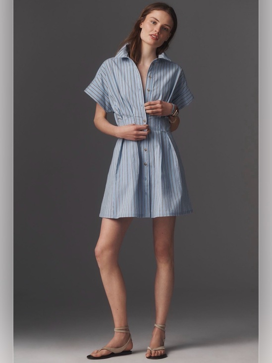Pilcro Dresses & Skirts - Anthropologie Pilcro Bobbi Light Blue Striped Mini Dress